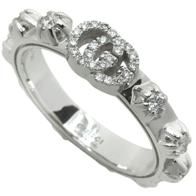 Like new Gucci 5.0g GG Interlocking G Ring in 18K White Gold with Full Diamonds, size 9