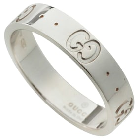 Like new Gucci 3.4g Icon Ring in 18K White Gold, size 10, with an Interlocking G.