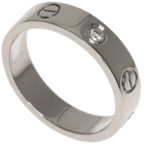 Cartier Mini Love Ring, 1 Diamond, #47, 18K White Gold, Women's