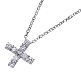Harry Winston HARRY WINSTON Women's Brand Cross Necklace, PT950 Diamond Symbols, Mini Cross,