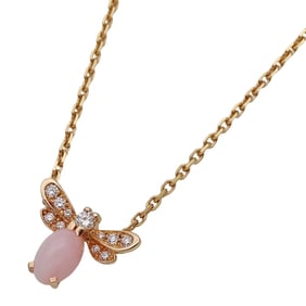 Chaumet necklace for women, 750PG diamond, pink opal, Attrapmore, gold, bee, and bee design.
