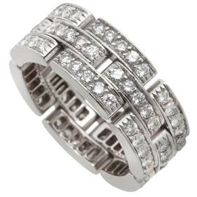 Like new Cartier 10.3g Maillon Panthere Ring in 18K White Gold with Full Diamonds, #53, size 12.5