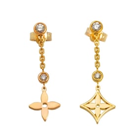 Louis Vuitton Monogram Idylle Chain Earrings with Diamonds in 18K Yellow/Pink Gold (750)