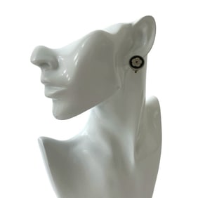 06P CHANEL Camellia Coco Mark Plated Earrings and Ear Cuffs in Silver 66974