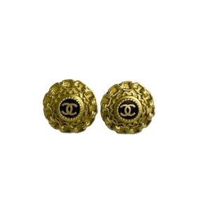 CHANEL Vintage 94A Engraved Coco Mark Earrings and Ear Cuffs, Gold, 130-9