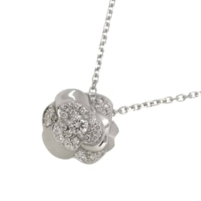 CHANEL Camellia Diamond Necklace, 40cm, K18 WG White Gold 750 Flower