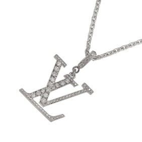 Louis Vuitton Pendant Necklace, LV Diamond, 23.6g, 50cm, 18K White Gold, 750