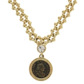 Valentino Garavani Coin Necklace, Metal Gold, 1026