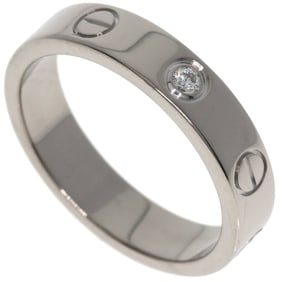 Cartier Mini Love Ring, 1 Diamond, #49, 18K White Gold, Women's