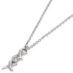 Tiffany & Co. Paloma Picasso Love Kiss 1-Piece Diamond Necklace in 18K White Gold for Women.