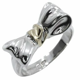 Tiffany & Co. Ribbon Motif Ring, Size 9, 18K Yellow Gold and Silver 925, Ribbon, Approx. 3.4g,