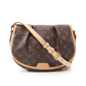 Louis Vuitton Menilmontant PM Shoulder Bag in Coated Canvas and Leather with Monogram Design, Brown,