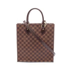 Louis Vuitton Sac Plat PM Tote Bag, Coated Canvas, Leather, Damier, Women's, Brown, N41226
