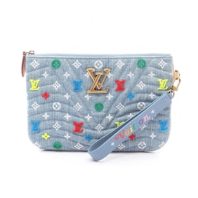Louis Vuitton New Wave Pochette Zip Clutch Bag, Denim, Women's, Blue, Multicolor, M67538