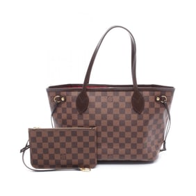 Louis Vuitton Neverfull PM Tote Bag, Coated Canvas, Leather, Damier, Women's, Brown, N41359
