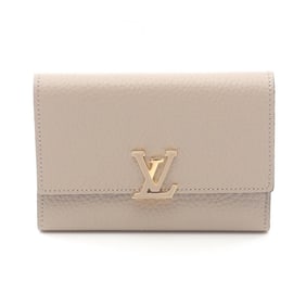 Louis Vuitton Portefeuille Capucines Compact Tri-fold Wallet in Taurillon Leather, Beige, Women's,