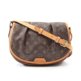 Louis Vuitton Menilmontant PM Shoulder Bag in Coated Canvas and Leather with Monogram Design, Brown,