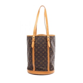 Louis Vuitton Bucket GM Shoulder Bag in Coated Canvas and Leather with Monogram Design, Brown,