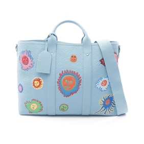 Louis Vuitton x yayoi kusama Weekend Tote Bag in Monogram Taurillon Leather, Women's, Blue