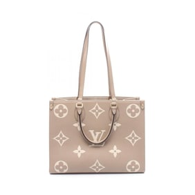 Louis Vuitton On the Go MM Two-Tone Tote Bag in Monogram Empreinte Leather, Beige and Ivory, M45494