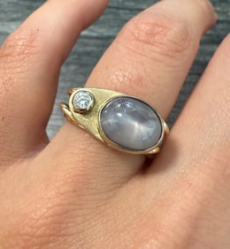 Vintage Star Sapphire and Diamond Ring
