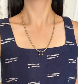 Vintage 14K Tubular Snake Chain with Oversized Bolt Ring, 23" Long (Y)