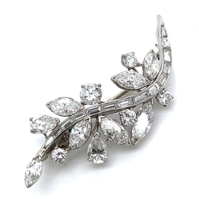 1950’s Oscar Heyman Platinum 8.20 Ct. Diamond Brooch