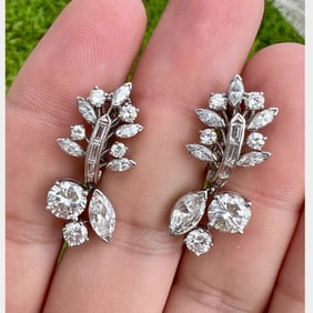 OSCAR HEYMAN 1950’s Platinum 5.00 Ct. Diamond Earrings