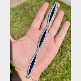 Art Deco Platinum Sapphire & Diamond Bracelet