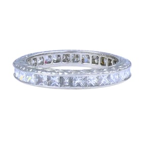 Michael Beaudry Princess Cut Diamond Eternity Band Platinum Size 6.5 Wedding Ring