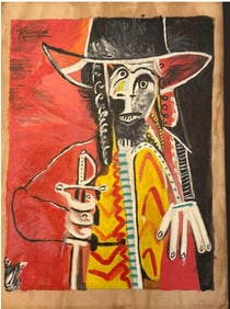 Picasso Watercolor On Paper Old “Desperado