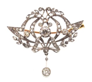 Edwardian Platinum & Diamond Convertible Pendant Brooch