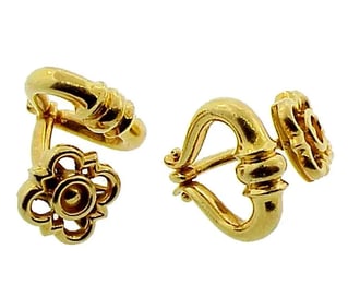 French 18K Gold Doorknocker Cufflinks