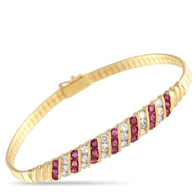 LB Exclusive 14K Yellow Gold 0.90ct Diamond and Ruby Bracelet MF07-090525