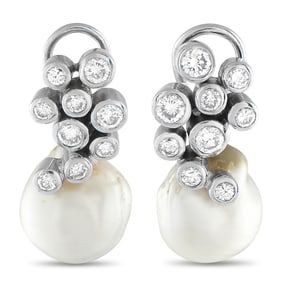 LB Exclusive 18K White Gold 2.50ct Diamond and Pearl Earrings MF22-090225