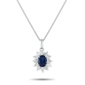 LB Exclusive Platinum 0.58ct Diamond and Sapphire Pendant Necklace MF11-082225