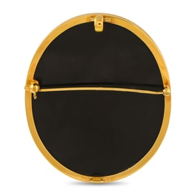 LB Exclusive 18K Yellow Gold Onyx Cameo Brooch MF07-041025
