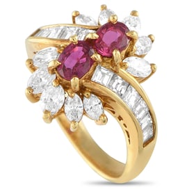 LB Exclusive 18K Yellow Gold 1.50ct Diamond and Ruby Ring MF08-073125