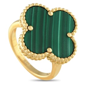 Van Cleef & Arpels Alhambra 18K Yellow Gold Malachite Ring VC02-073025