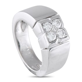 Van Cleef & Arpels 18K White Gold 0.25ct Diamond  Quatrefoil Ring VC 07-082125