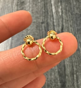 Vintage 14K Gold Twist Door Knocker Earrings