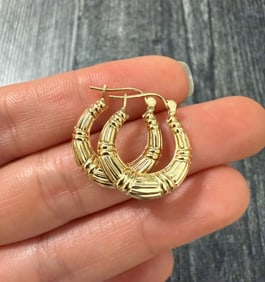 14K Gold Bamboo Hoop