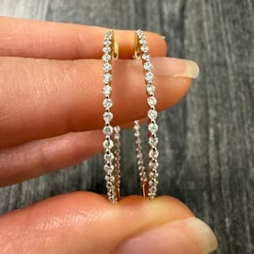 Inside Out Diamond and 14K Gold Hoop Earrings