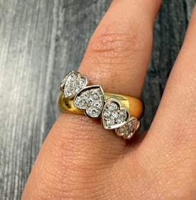 Diamond Heart and 18K Gold Band