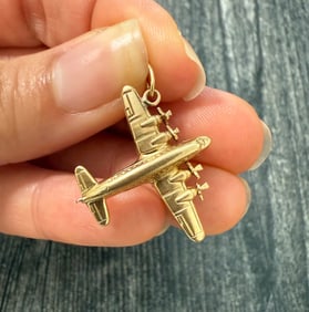 Vintage 14K Gold Articulated Airplane Charm
