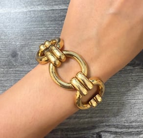 Wide Circular 14K Statement Bracelet