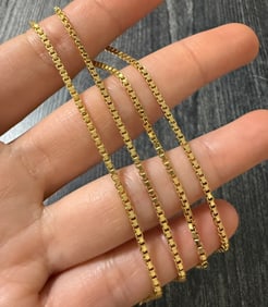 Vintage 18K Gold Box Chain, 19.75?? Long
