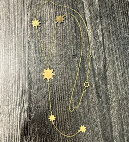 Celestial Star Lariat 18K Gold Necklace
