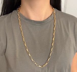 Vintage 18K Gold Long Paperclip Style Chain