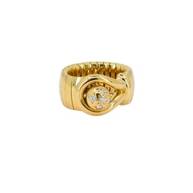 Vintage Chaumet Paris 18k Gold Buckle Ring Diamonds